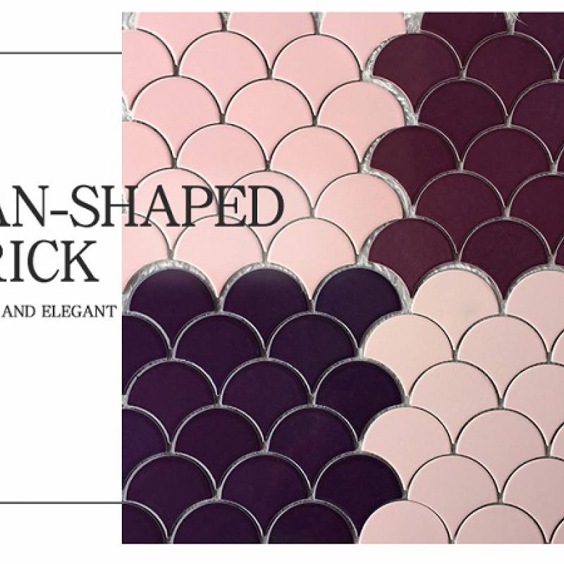 Gạch mosaic gốm hình vảy cá 300x300mm màu tím