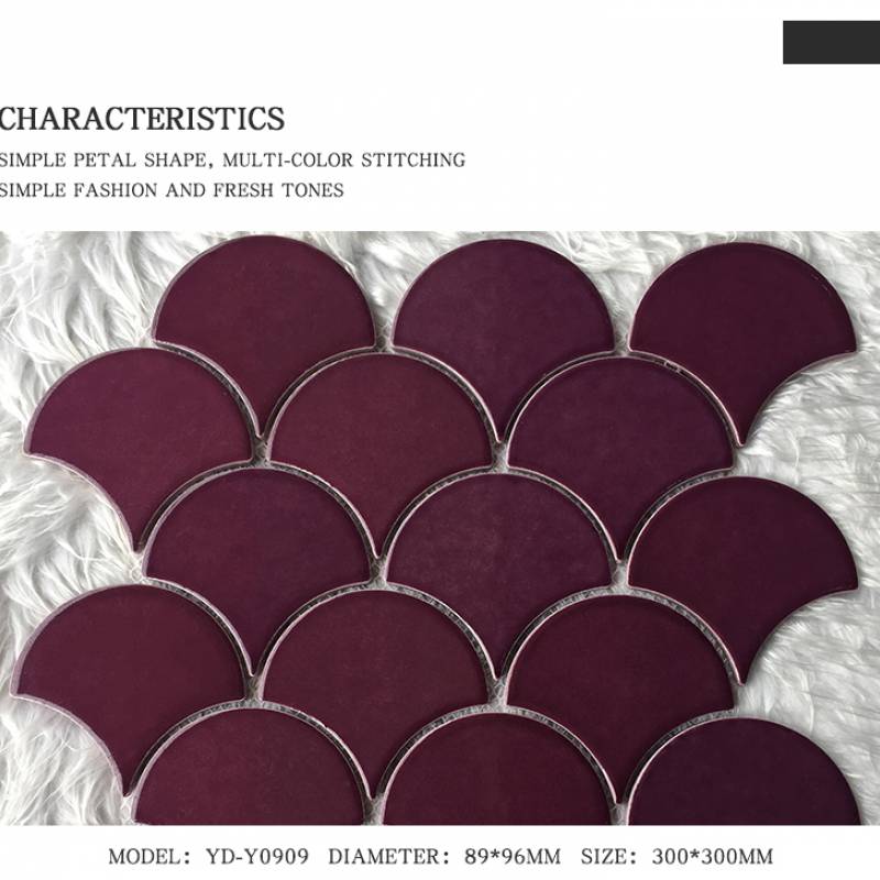 Gạch mosaic gốm hình vảy cá trang trí hồ bơi 300x300mm YD-Y0909 màu tím