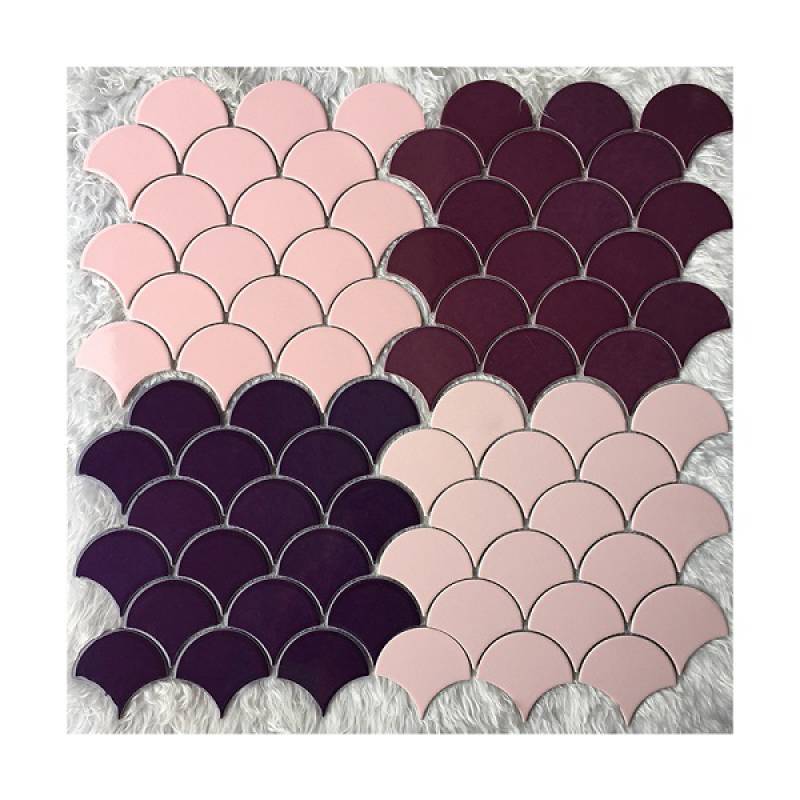 Gạch mosaic gốm hình vảy cá trang trí hồ bơi 300x300mm YD-Y0909 màu tím