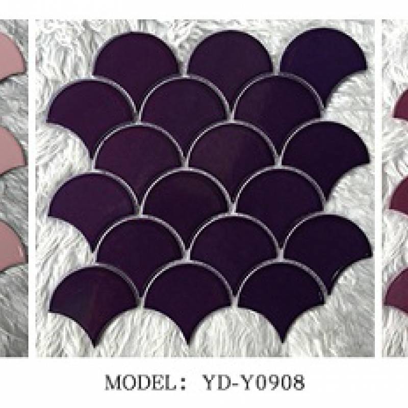 Gạch mosaic gốm hình vảy cá trang trí hồ bơi 300x300mm YD-Y0909 màu tím