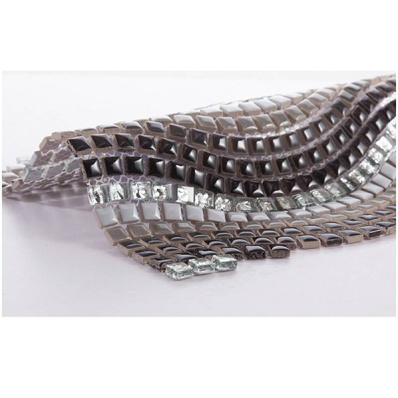 Gạch mosaic gốm mix thủy tinh trang trí phòng tắm 308x297mm 12S03 màu đen