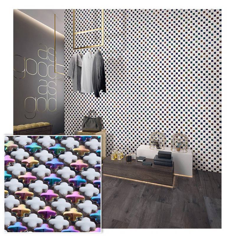Gạch mosaic gốm mạ kim loại trang trí 300x300mm YH3020