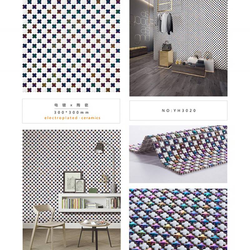 Gạch mosaic gốm mạ kim loại trang trí 300x300mm YH3020