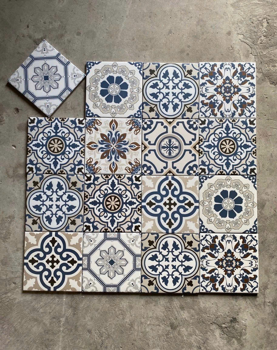 Gạch thẻ phong cách Châu Âu họa tiết hoa đa dạng ốp tường lát sàn nội thất phòng ngủ phòng khách