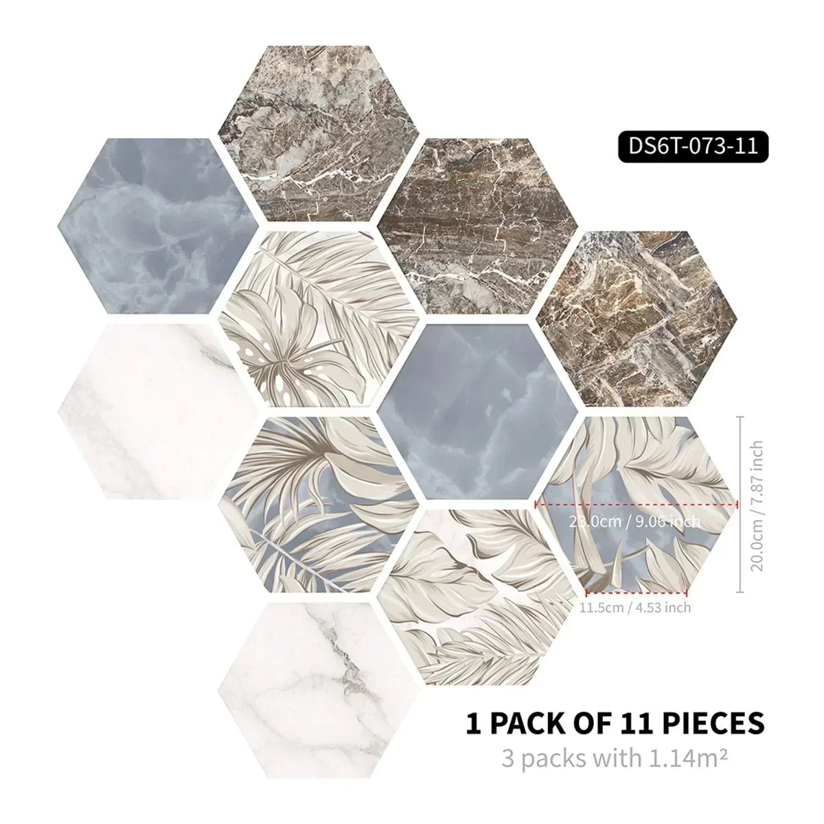 22 Miếng Dán Sàn Lục Giác Morocco Chống Thấm Nước PVC - Daisan Store
