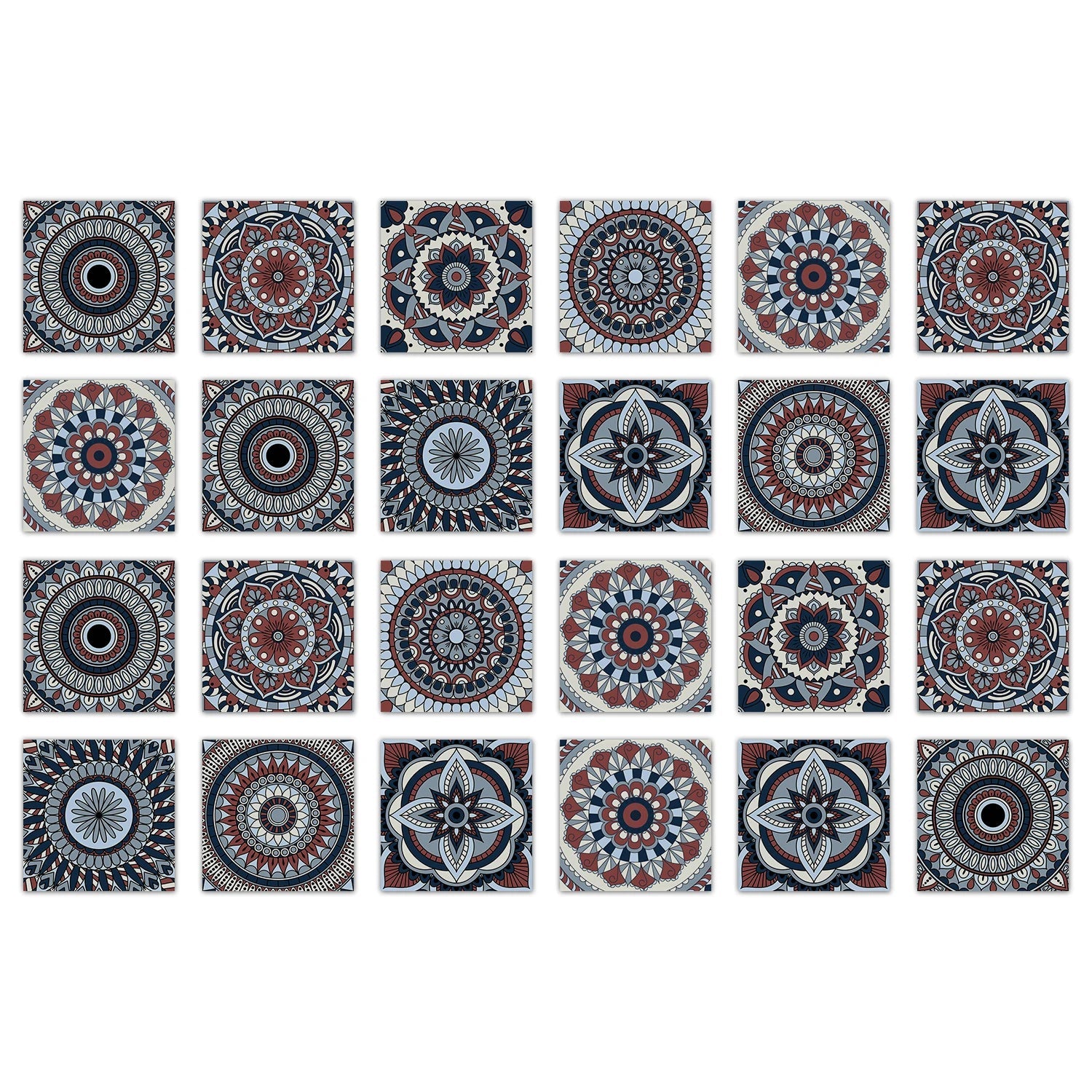 24 Miếng Dán Gạch Màu Sắc Phong Cách Châu Âu PVC Chống Thấm - Daisan Store