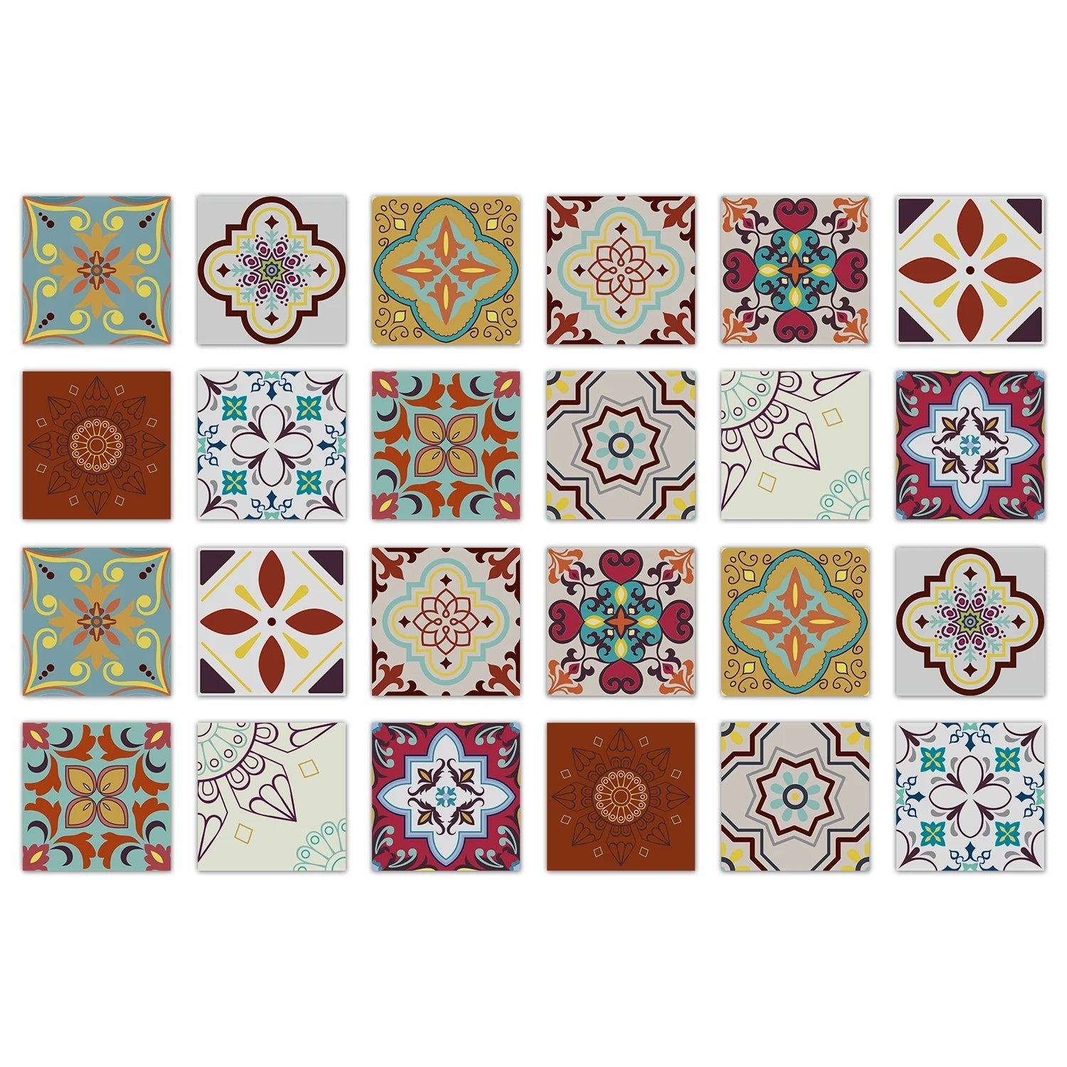 24 Miếng Dán Gạch Màu Sắc Phong Cách Châu Âu PVC Chống Thấm - Daisan Store