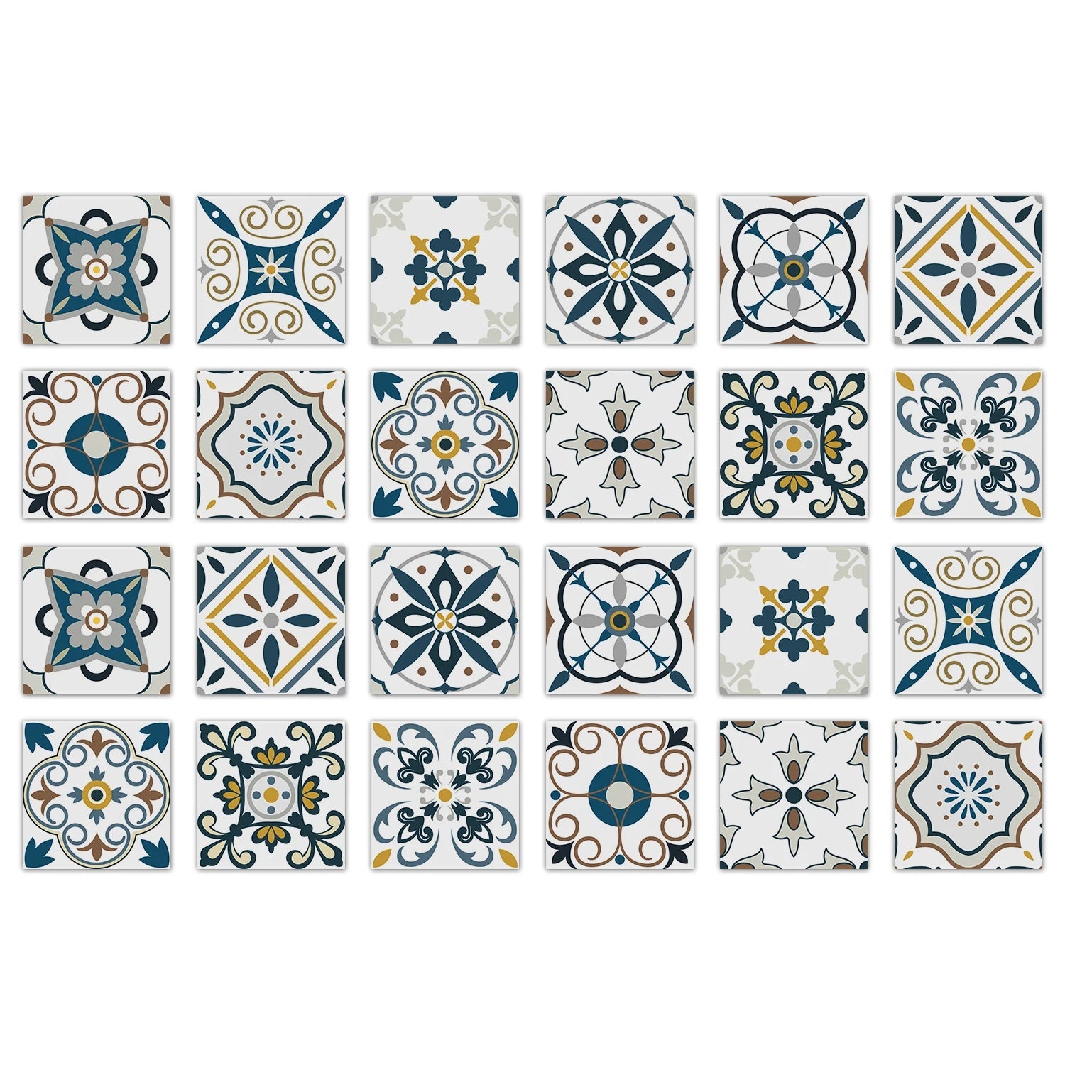 24 Miếng Dán Gạch Màu Sắc Phong Cách Châu Âu PVC Chống Thấm - Daisan Store