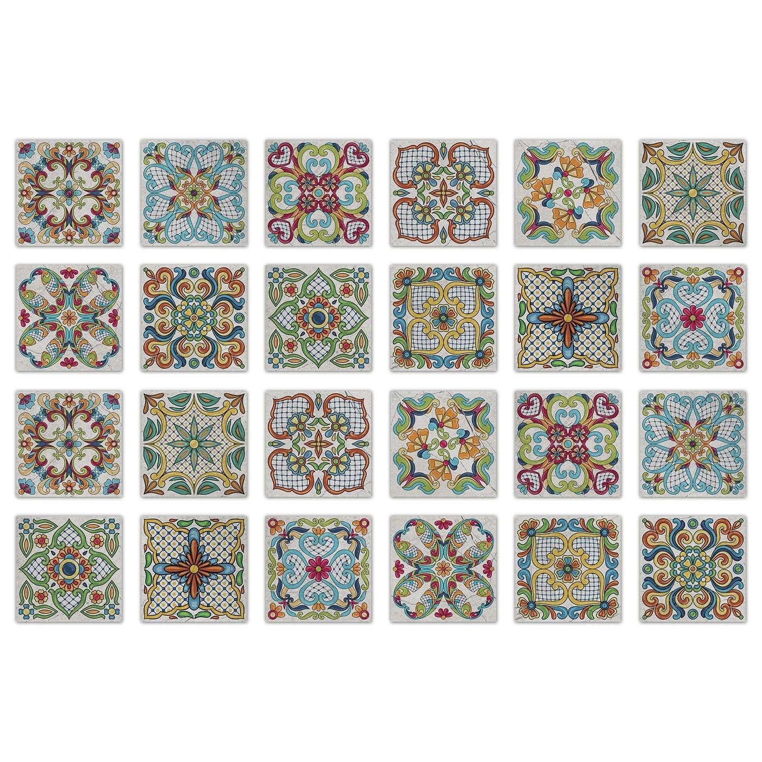 24 Miếng Dán Gạch Màu Sắc Phong Cách Châu Âu PVC Chống Thấm - Daisan Store