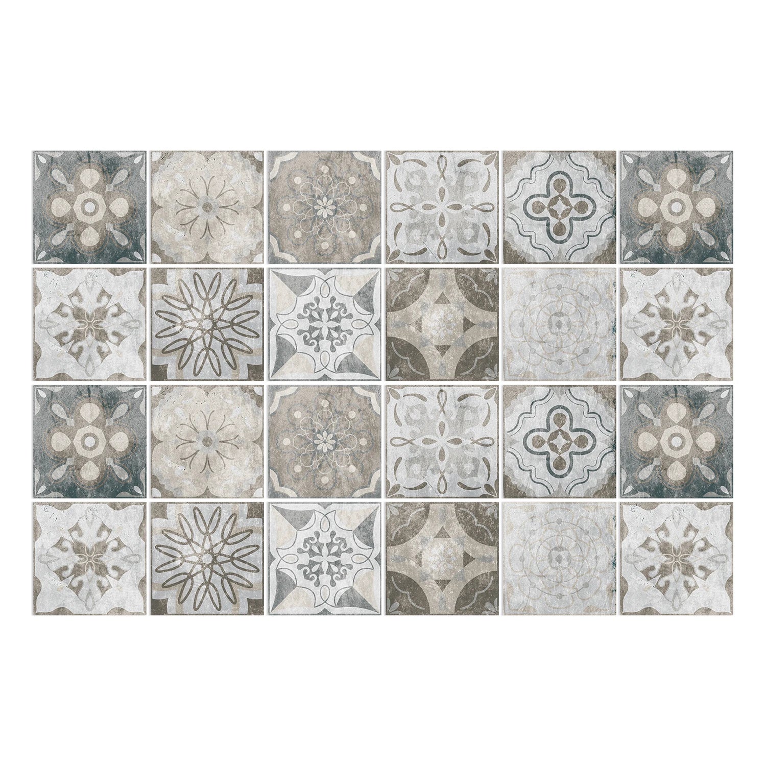 24 Miếng Dán Gạch Phòng Bếp Xám Cổ Điển Chống Thấm PVC - Daisan Store