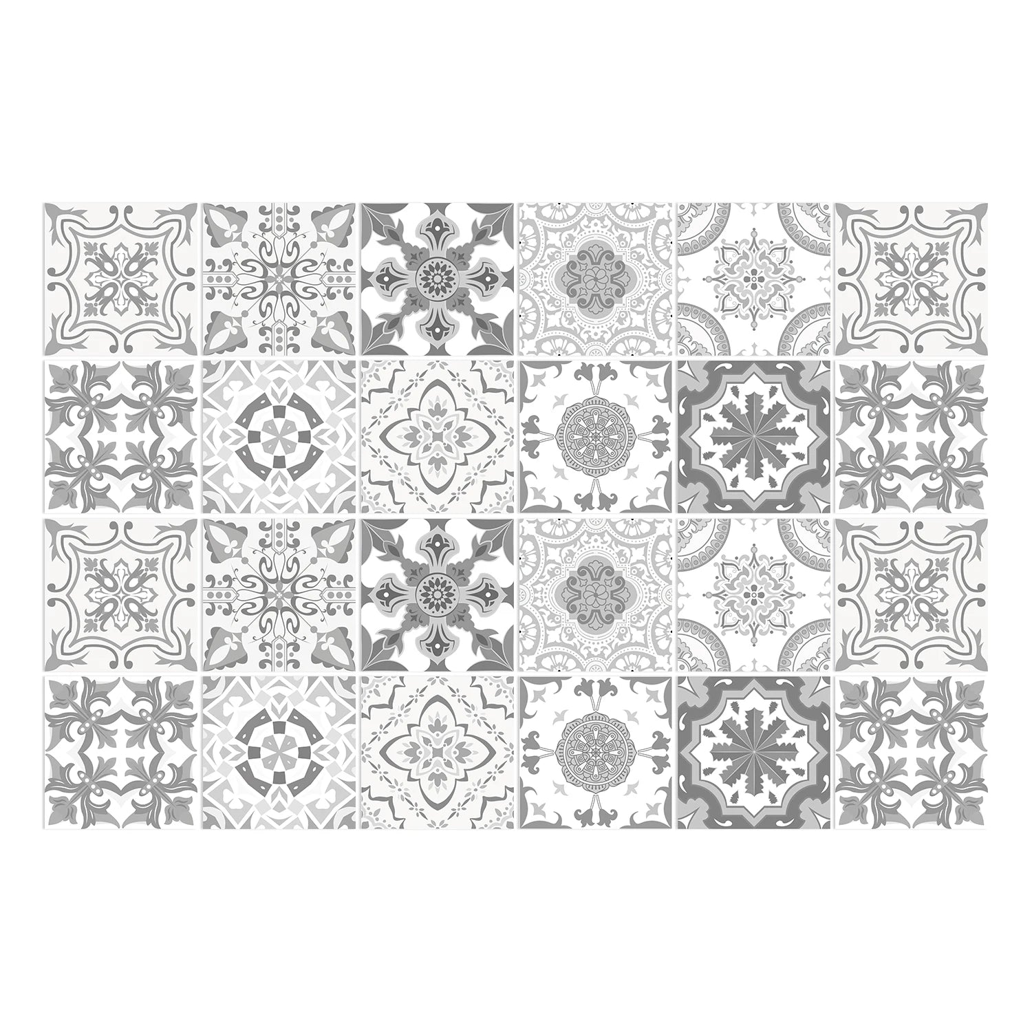 24 Miếng Dán Gạch Phòng Bếp Xám Cổ Điển Chống Thấm PVC - Daisan Store