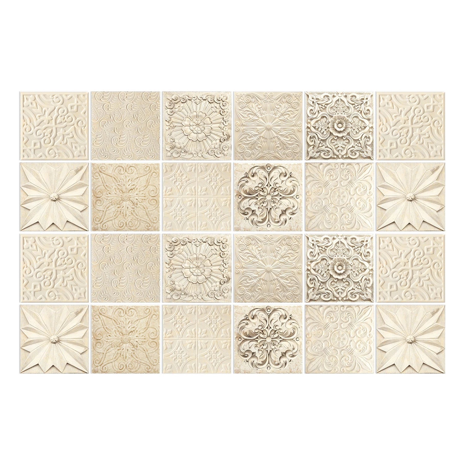 24 Miếng Dán Gạch Phòng Bếp Xám Cổ Điển Chống Thấm PVC - Daisan Store