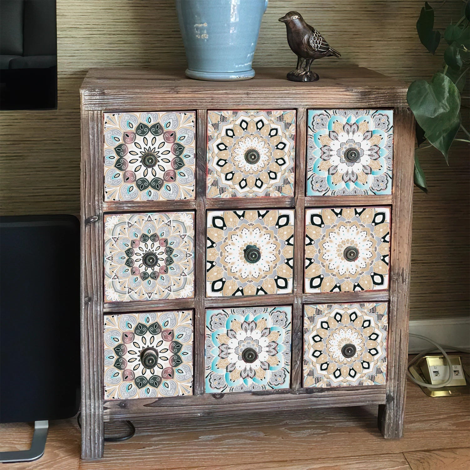 24 Miếng Dán Gạch Trang Trí Châu Âu Retro Phòng Tắm Bếp PVC - Daisan Store