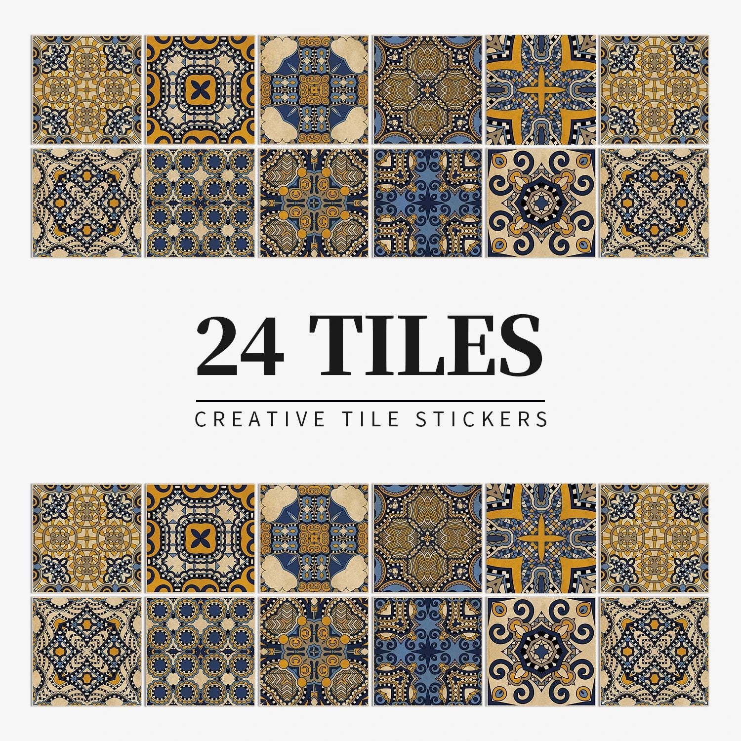 24 Miếng Dán Gạch Trang Trí Châu Âu Retro Phòng Tắm Bếp PVC - Daisan Store