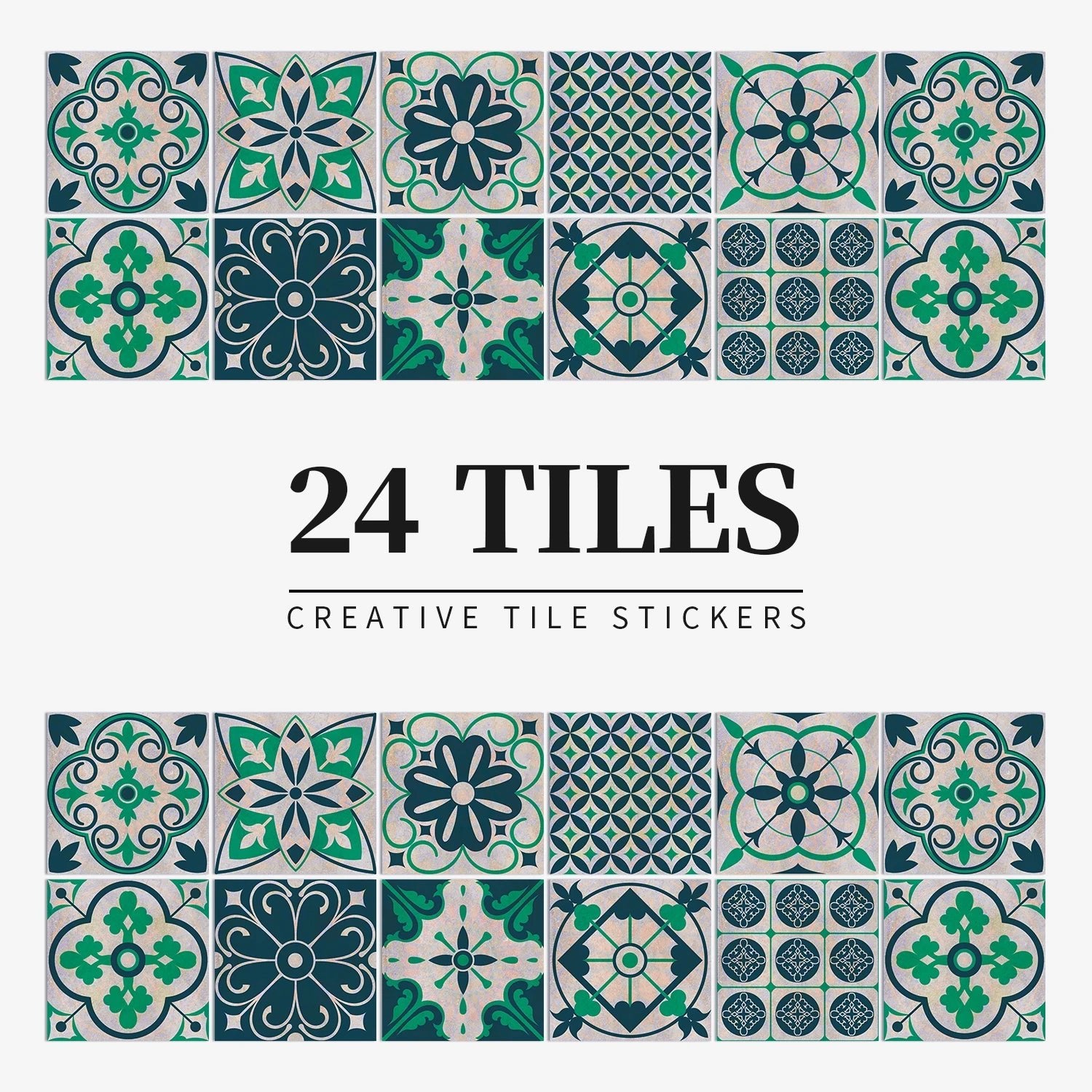 24 Miếng Dán Gạch Trang Trí Châu Âu Retro Phòng Tắm Bếp PVC - Daisan Store