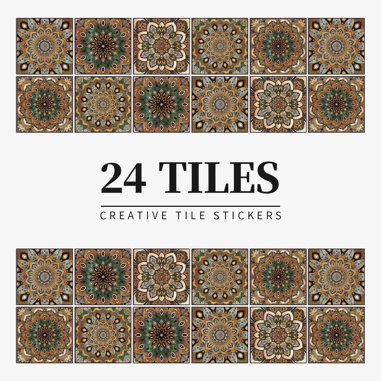 24 Miếng Dán Gạch Trang Trí Châu Âu Retro Phòng Tắm Bếp PVC - Daisan Store