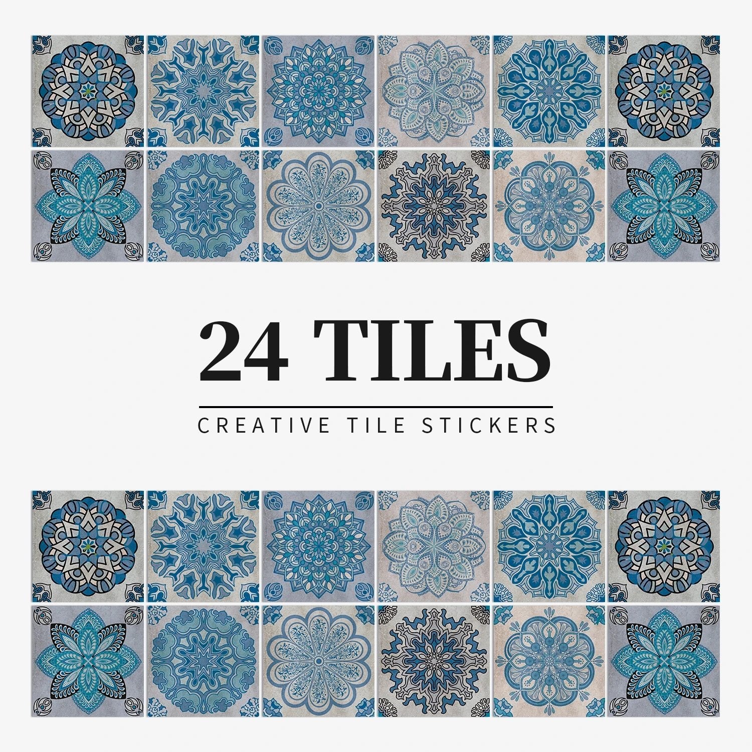 24 Miếng Dán Gạch Trang Trí Châu Âu Retro Phòng Tắm Bếp PVC - Daisan Store