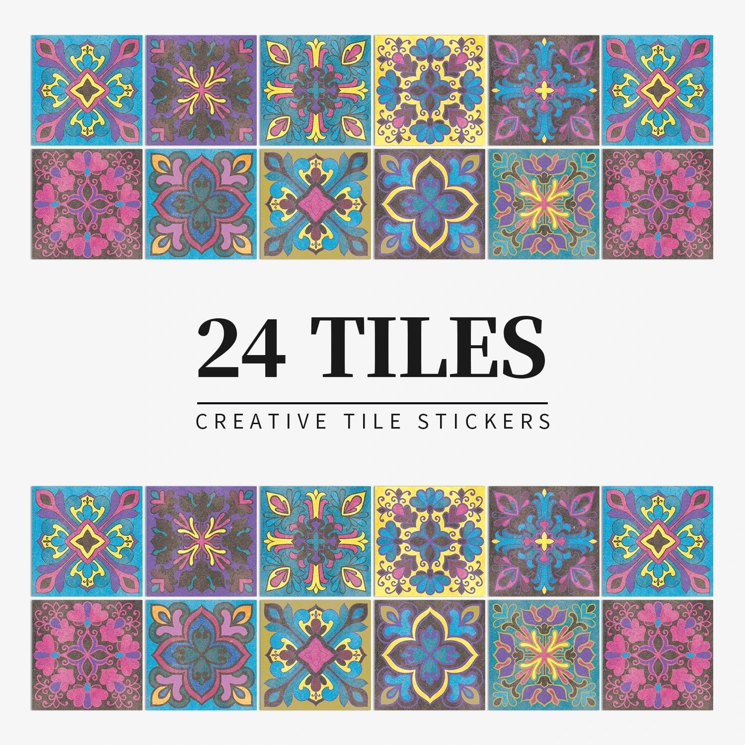 24 Miếng Dán Gạch Trang Trí Châu Âu Retro Phòng Tắm Bếp PVC - Daisan Store