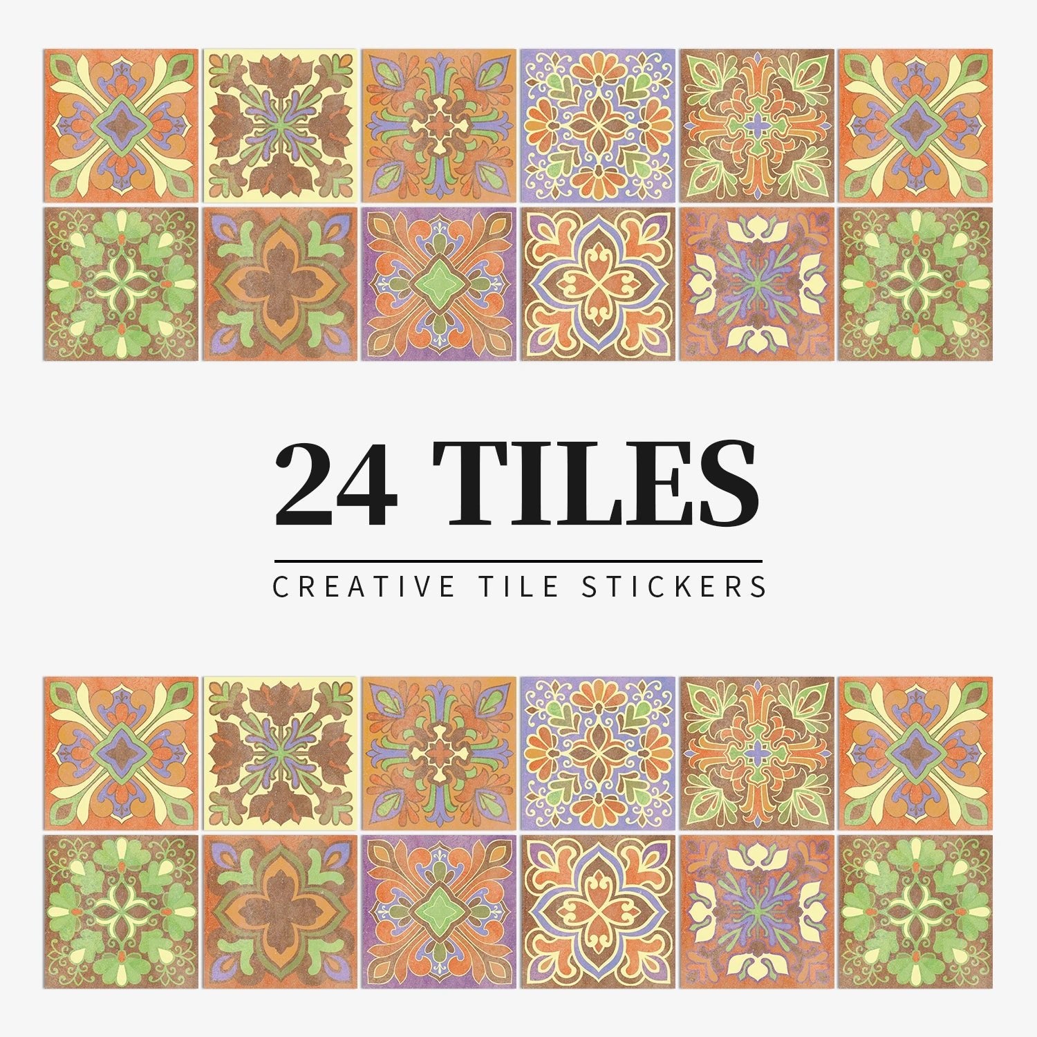 24 Miếng Dán Gạch Trang Trí Châu Âu Retro Phòng Tắm Bếp PVC - Daisan Store