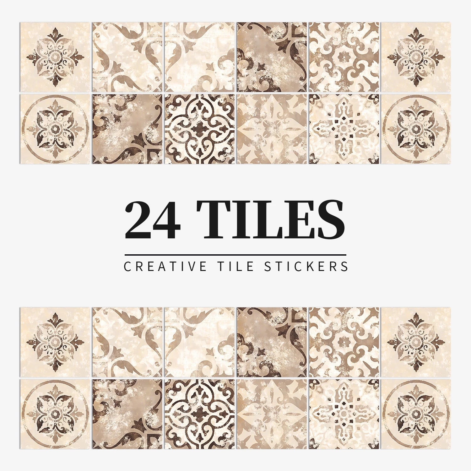 24 Miếng Dán Gạch Trang Trí Châu Âu Retro Phòng Tắm Bếp PVC - Daisan Store