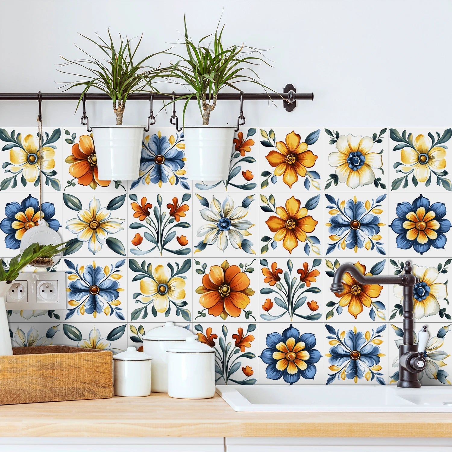 24 Miếng Dán Tường Tự Dính Chống Thấm Trang Trí Phòng Khách - Daisan Store