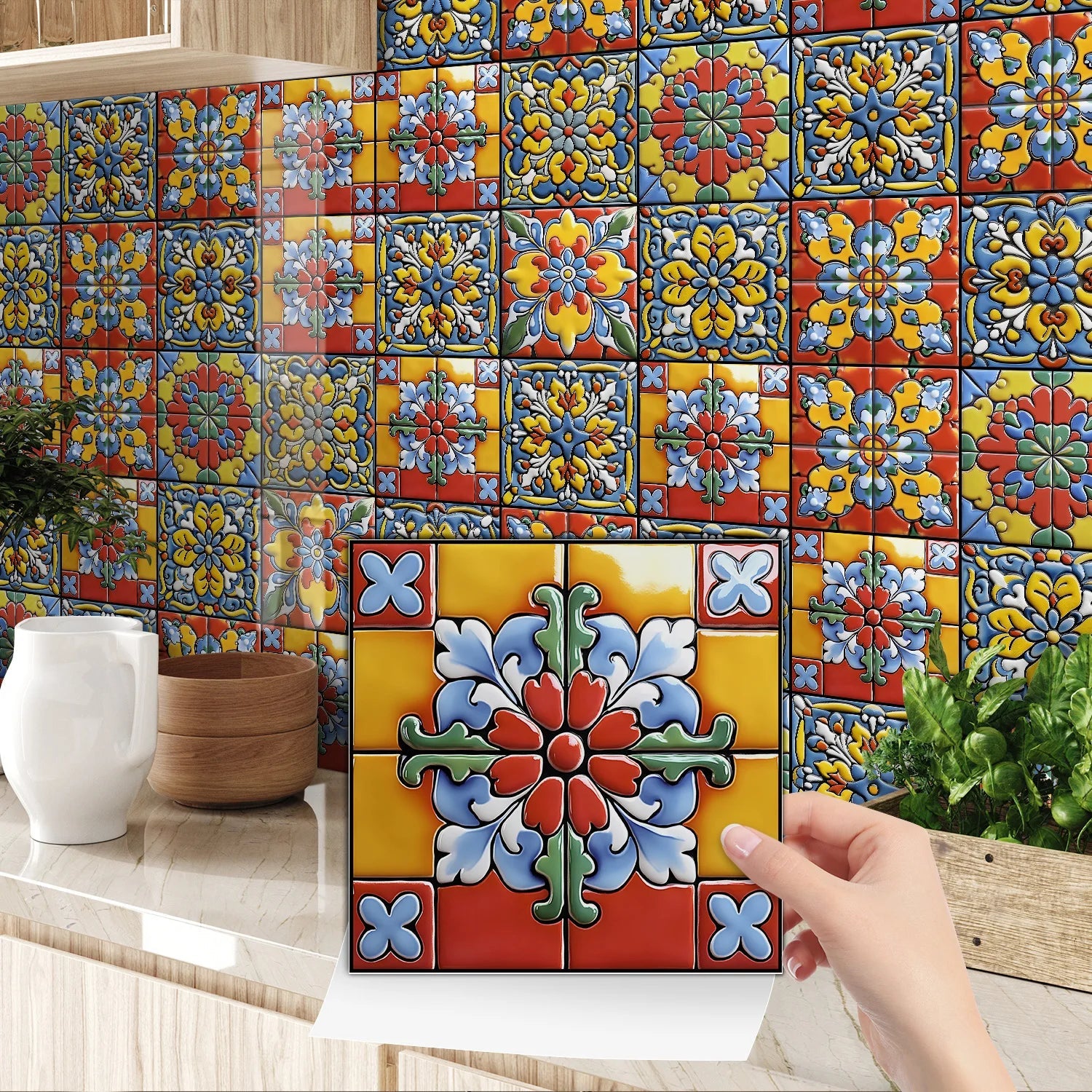 24 Miếng Dán Tường Tự Dính Chống Thấm Trang Trí Phòng Khách - Daisan Store