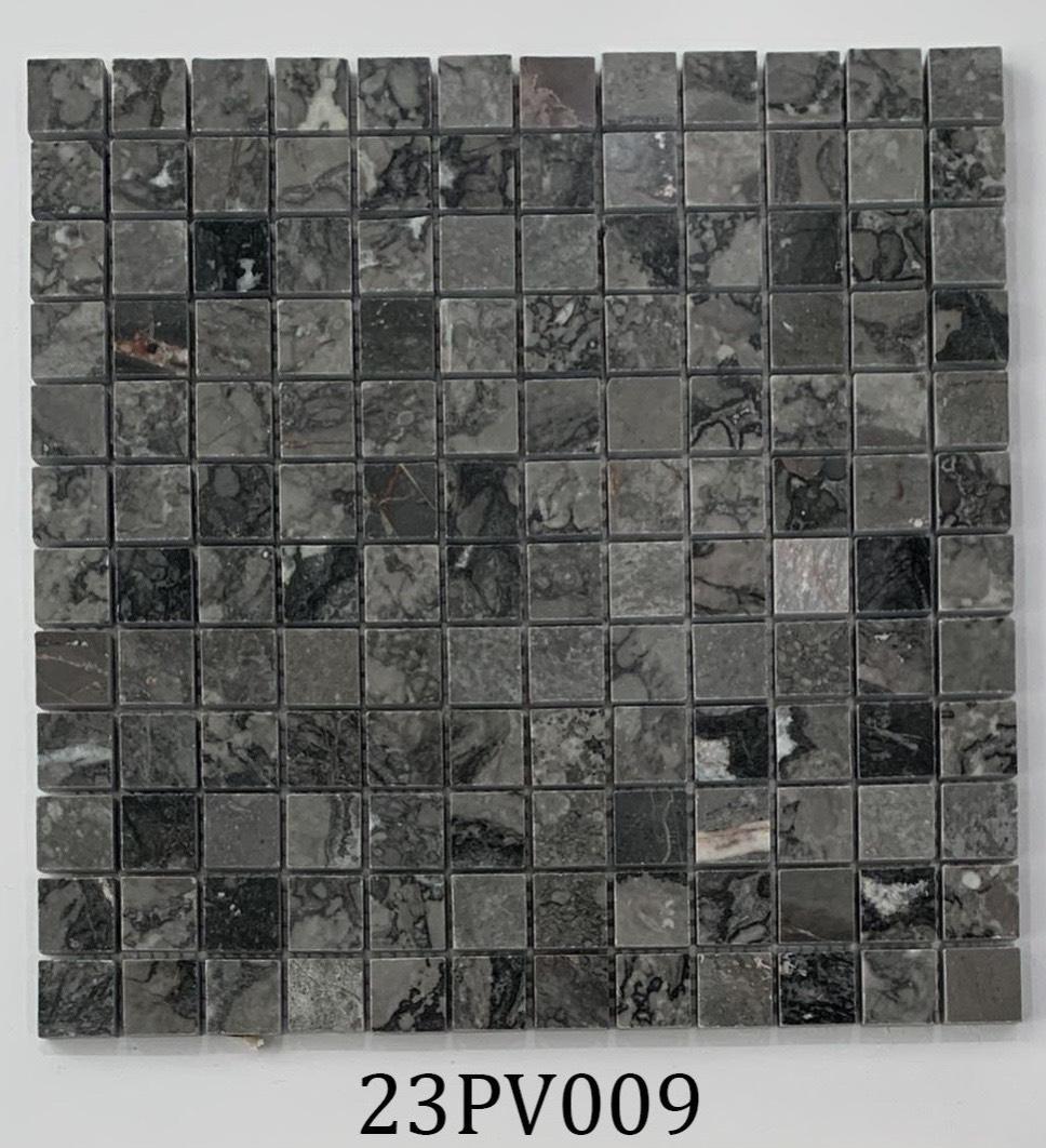 Gạch mosaic đá tự nhiên đen vân trắng 23PV009