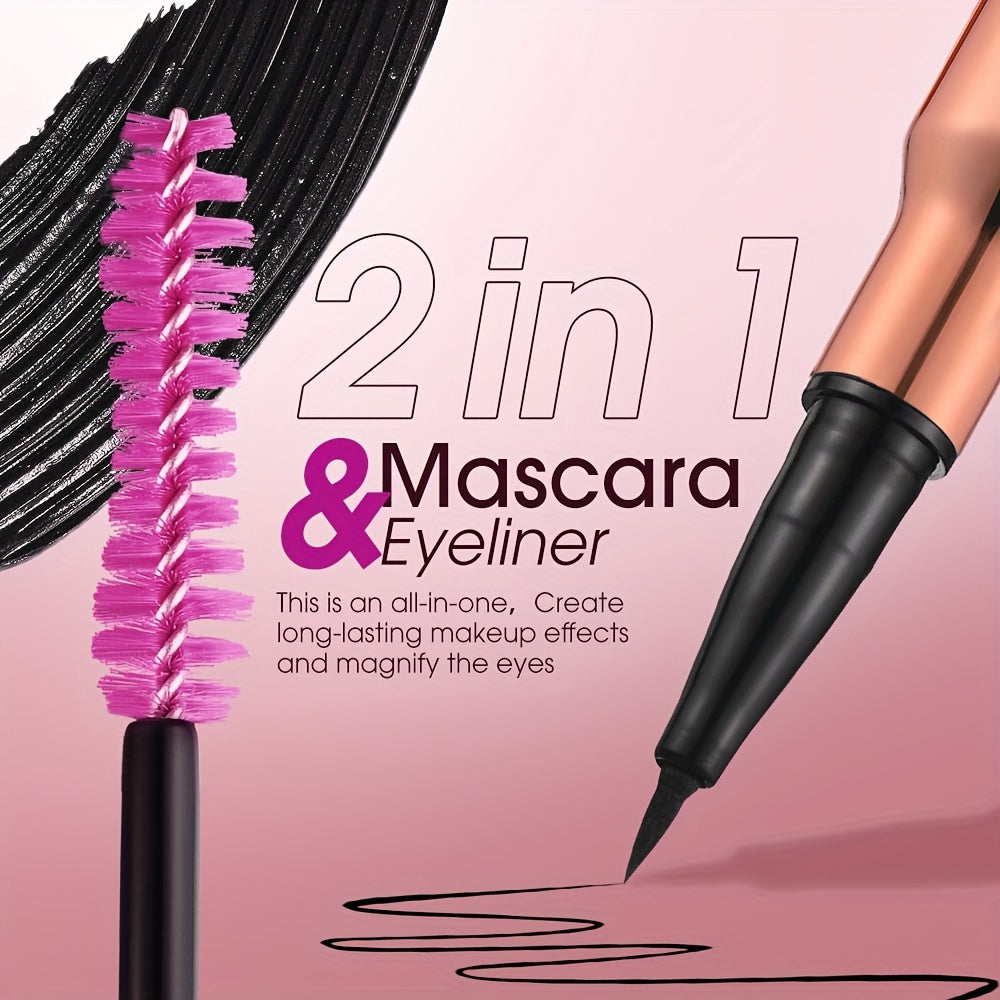 Mascara Eyeliner 2-trong-1 Chống Nước Matte Dày Cong