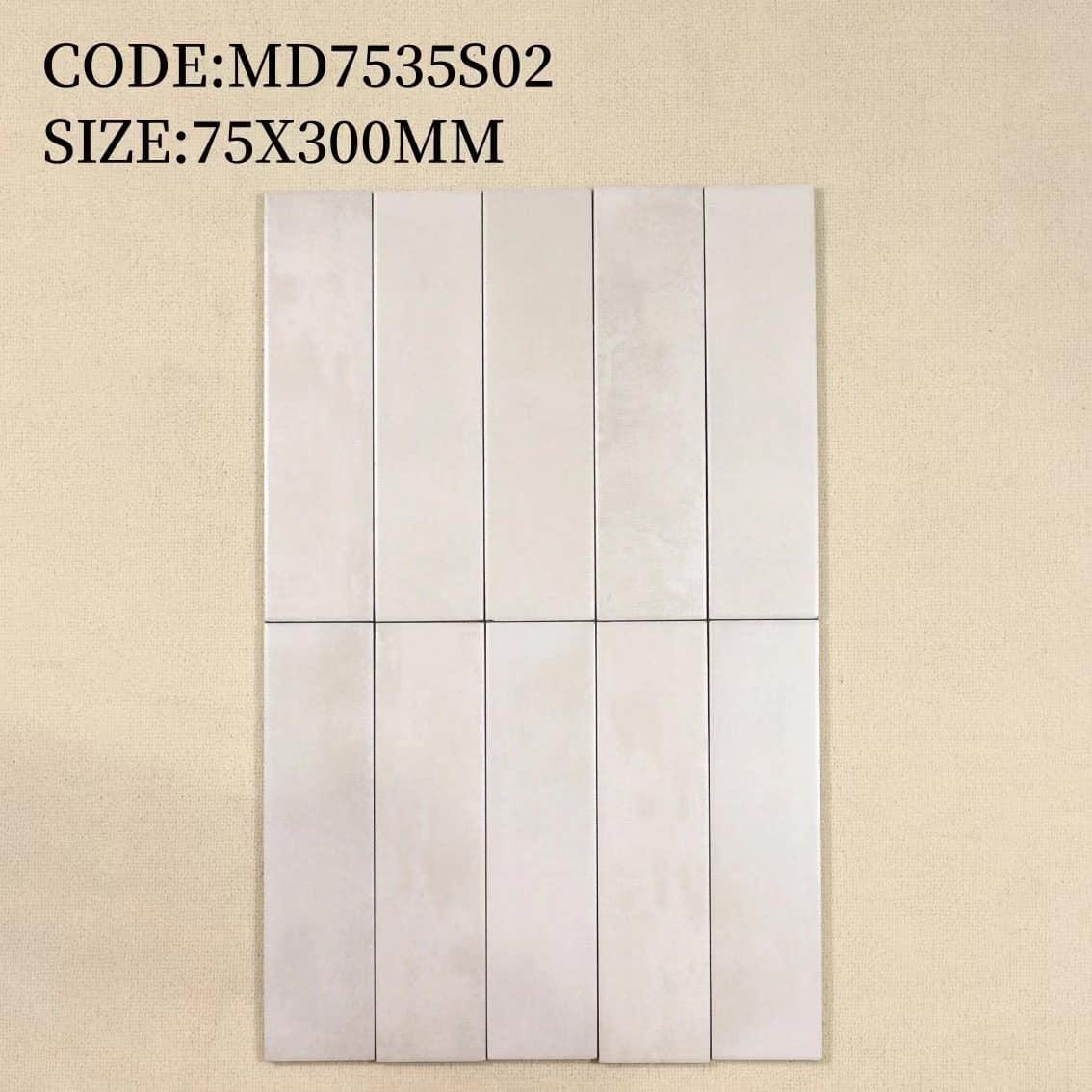 Gạch thẻ Porcelain mờ phẳng KT 75x300 mã MD7534S02