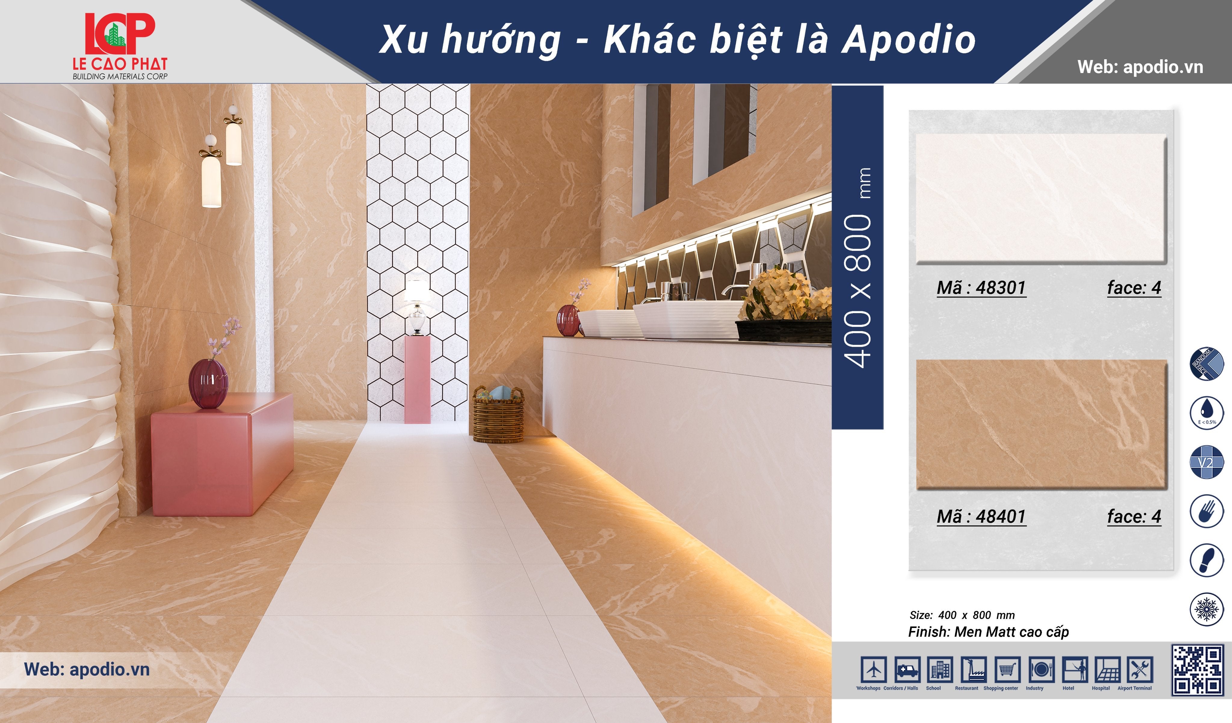 Gạch ốp lát Apodio 48301 48401