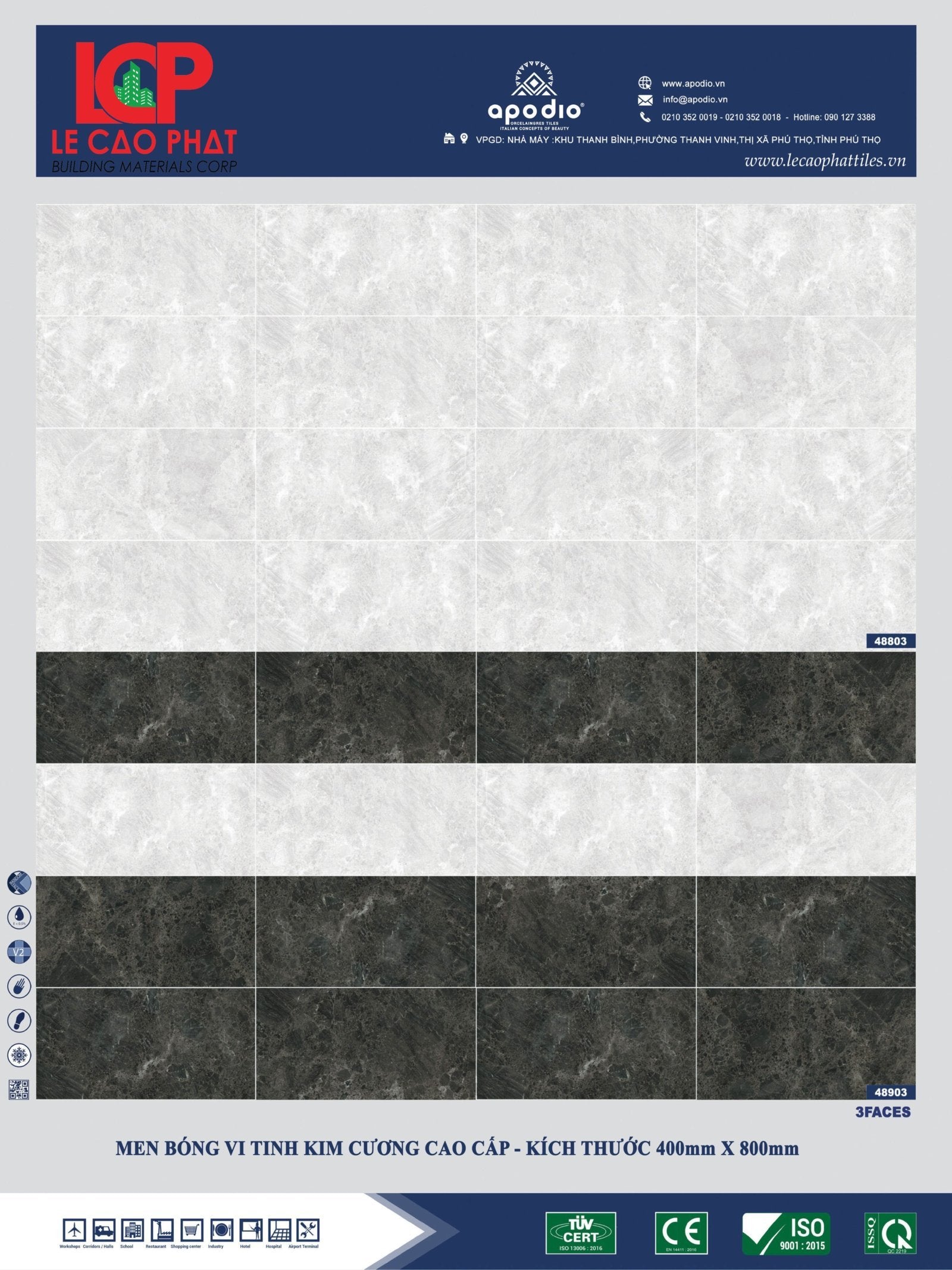 Gạch ốp lát Apodio 48803 48903D 48903