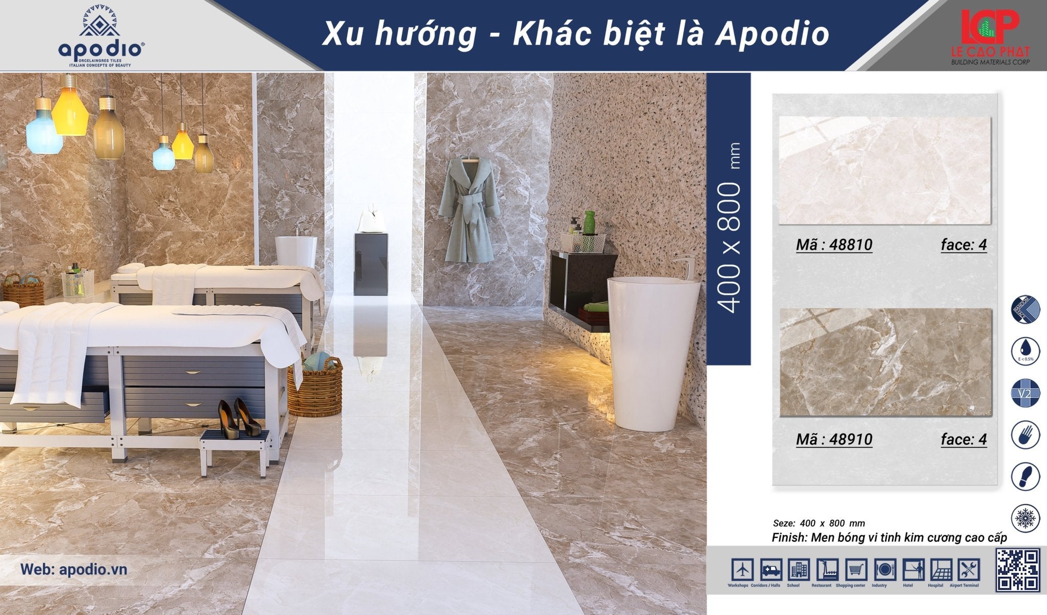 Gạch ốp lát Apodio 48810 48910D 48910