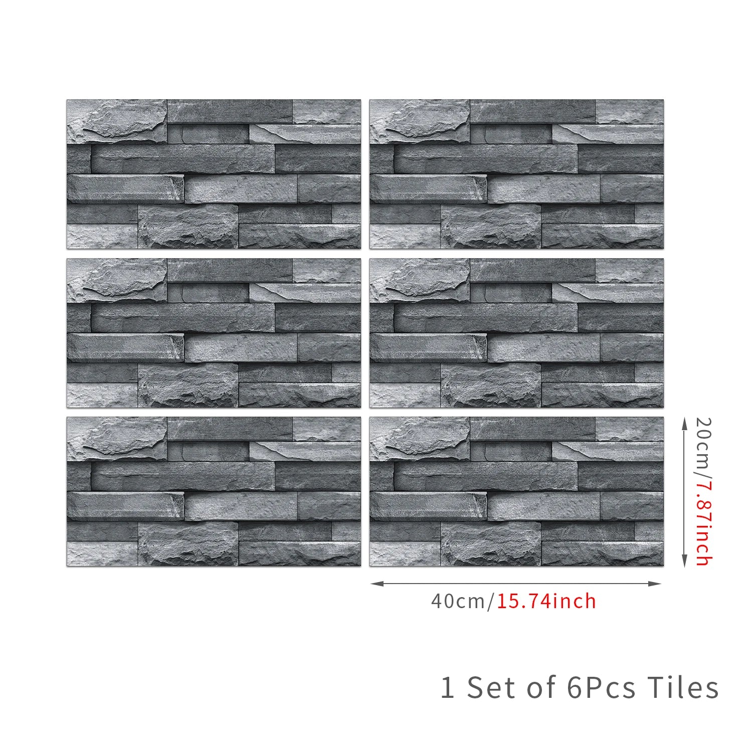 6 Bộ Dán Tường 3D Giả Gạch Đá 30x15cm Chống Thấm Dầu - Daisan Store