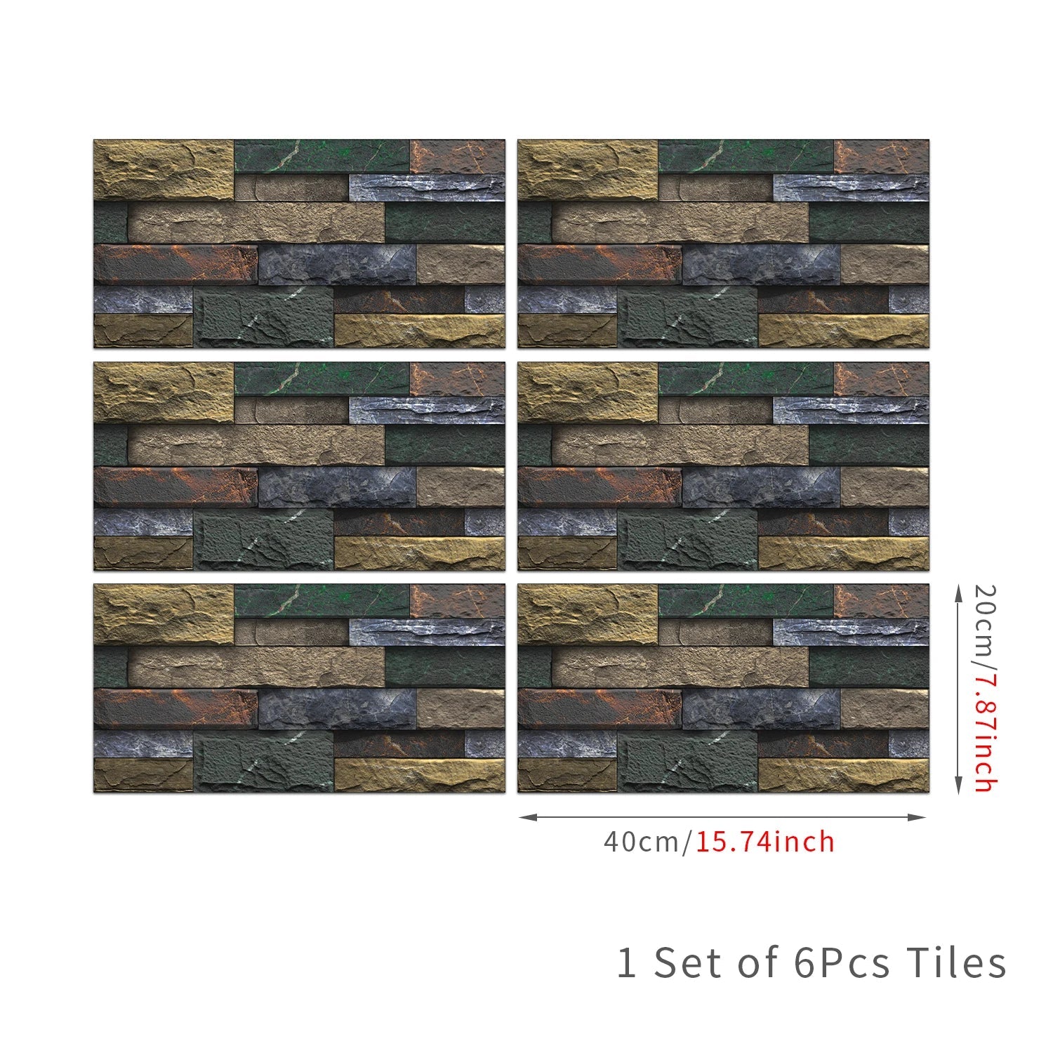 6 Bộ Dán Tường 3D Giả Gạch Đá 30x15cm Chống Thấm Dầu - Daisan Store