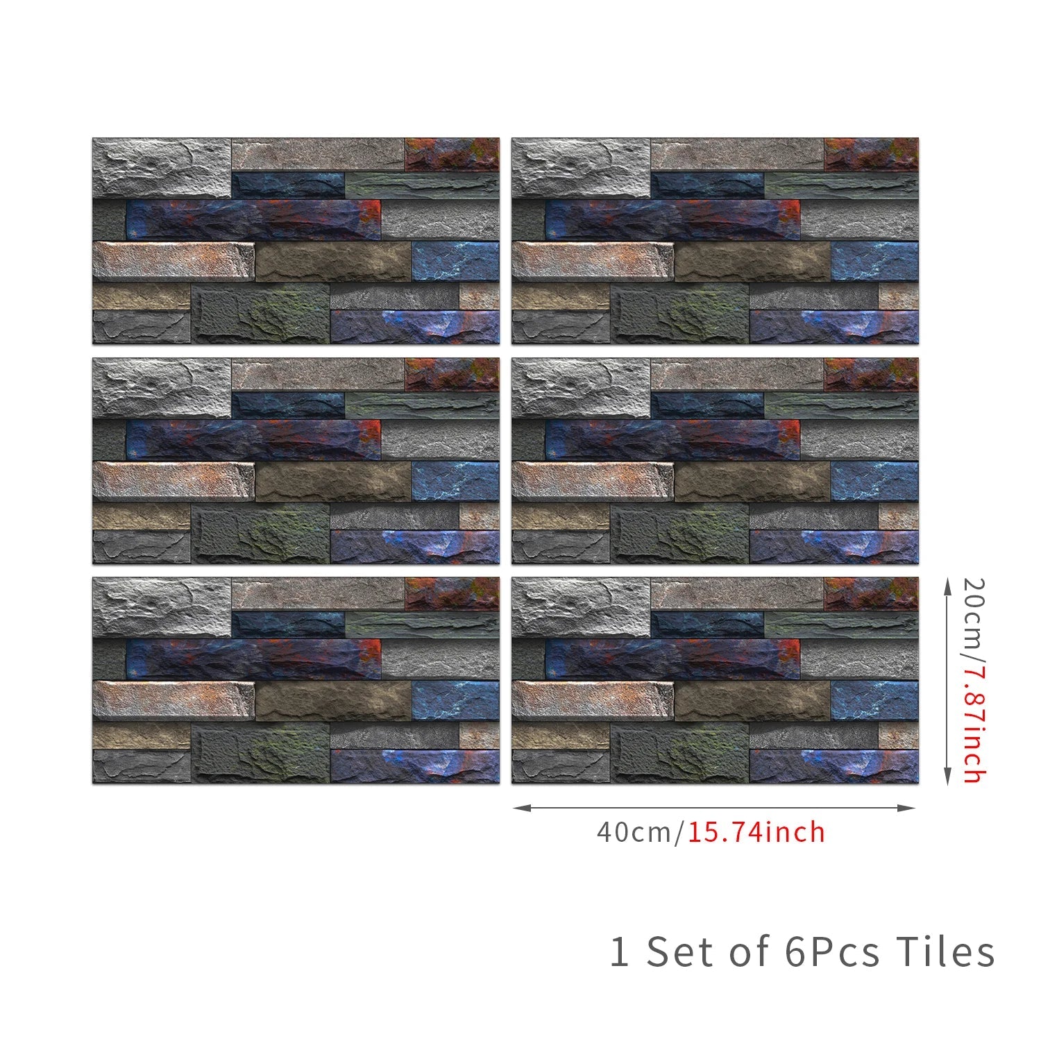 6 Bộ Dán Tường 3D Giả Gạch Đá 30x15cm Chống Thấm Dầu - Daisan Store