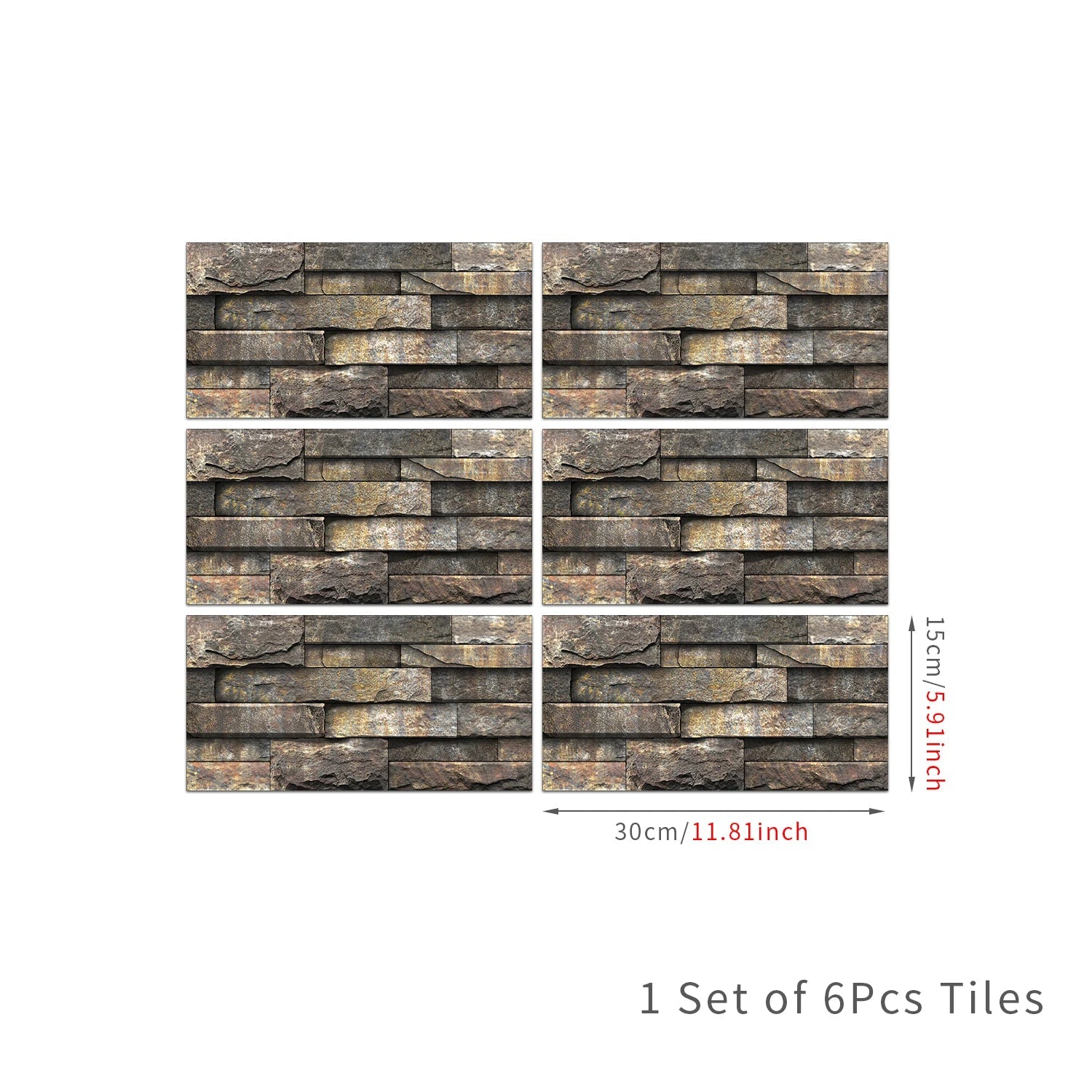 6 Bộ Dán Tường 3D Giả Gạch Đá 30x15cm Chống Thấm Dầu - Daisan Store