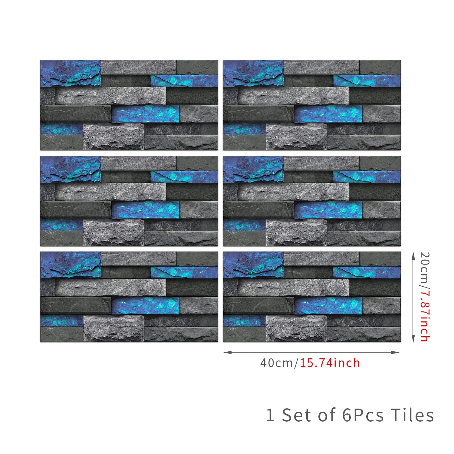 6 Bộ Dán Tường 3D Giả Gạch Đá 30x15cm Chống Thấm Dầu - Daisan Store