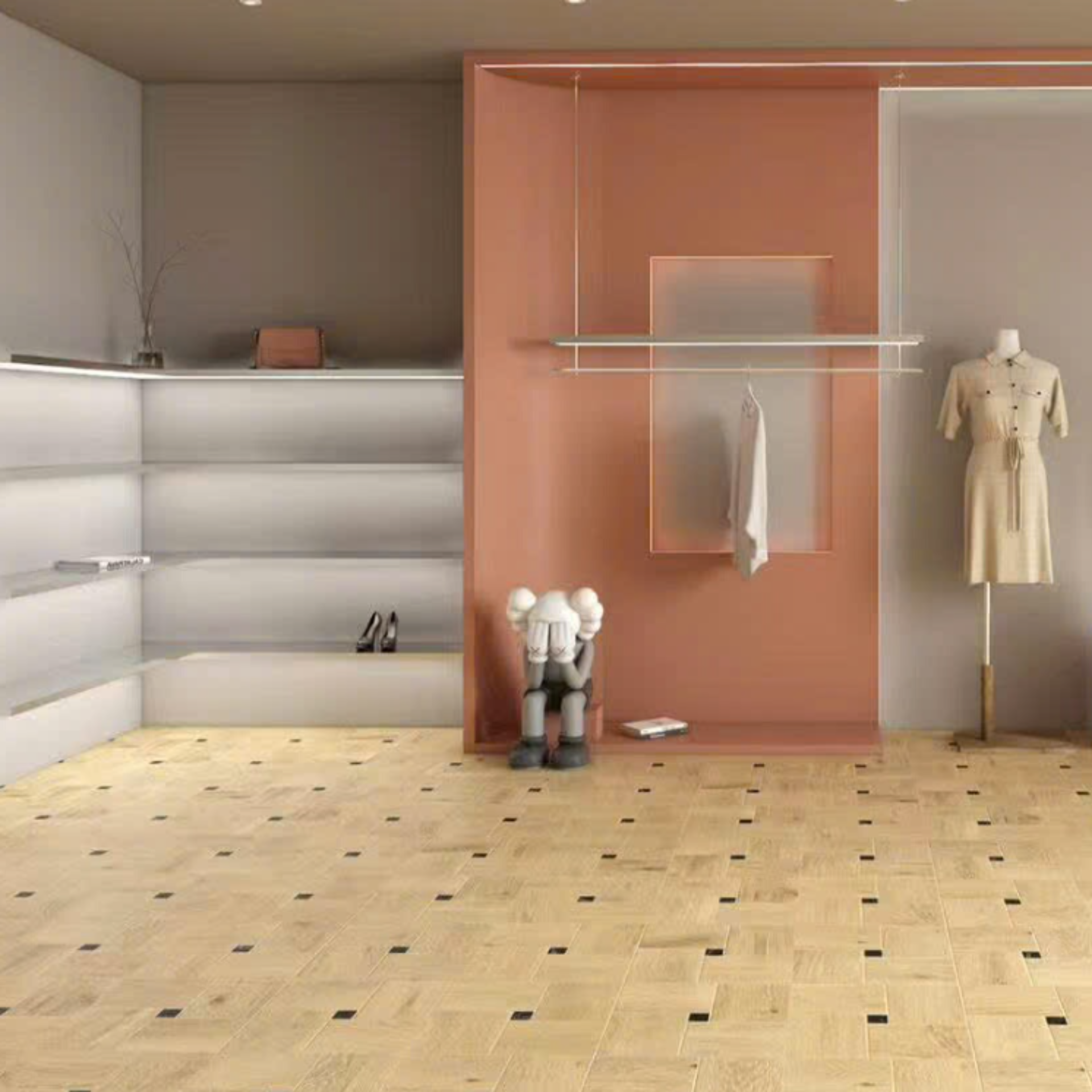 Gạch giả gỗ 600x600mm xương đá nhập khẩu mã GG6010