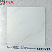 Gạch lát Việt Nam, Xương đá trắng mờ, mã 66601, KT 600x600mm (4 viên/thùng/1,44m2)
