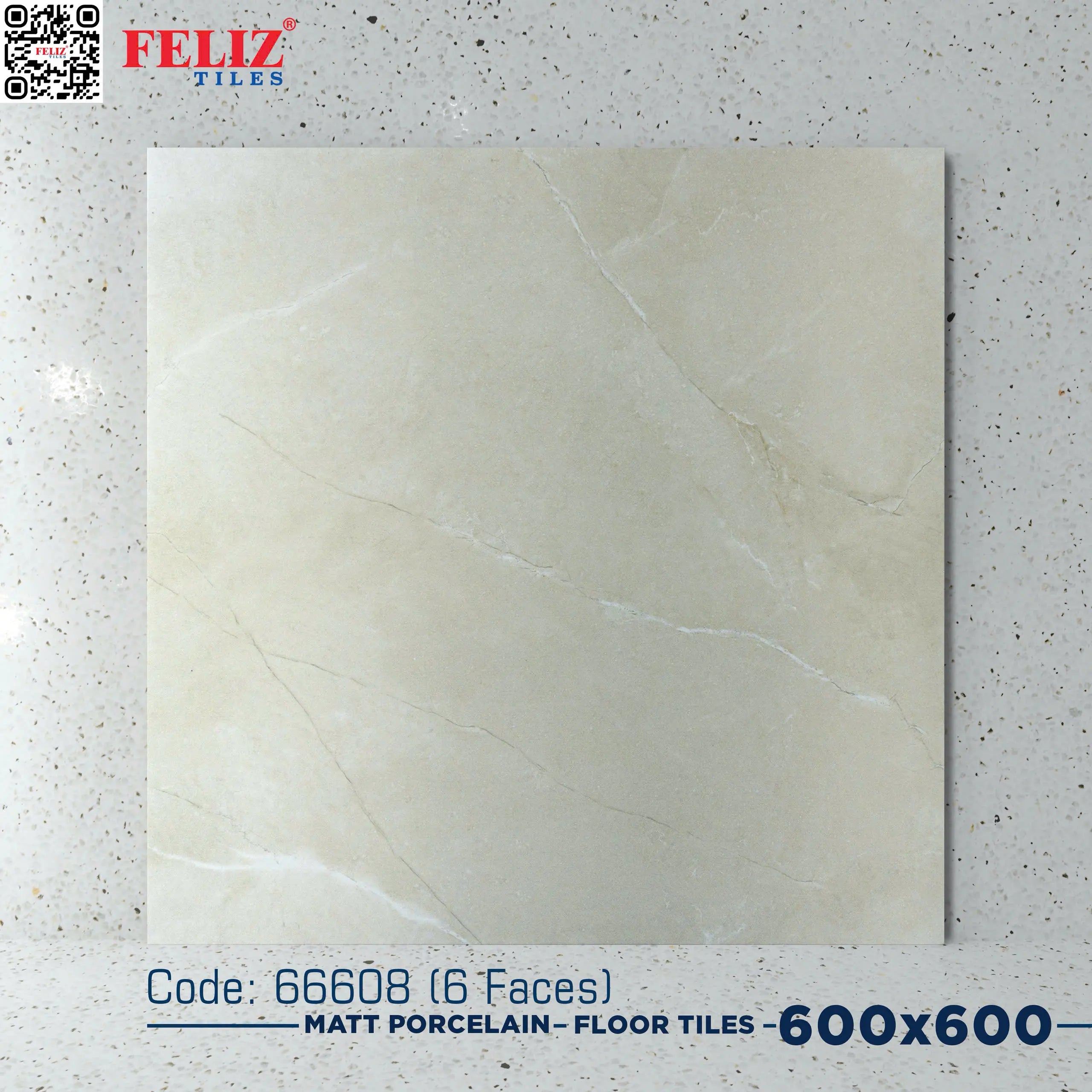 Gạch lát Việt Nam, Xương đá kem mờ, mã 66608, KT 600x600mm (4 viên/thùng/1,44m2)