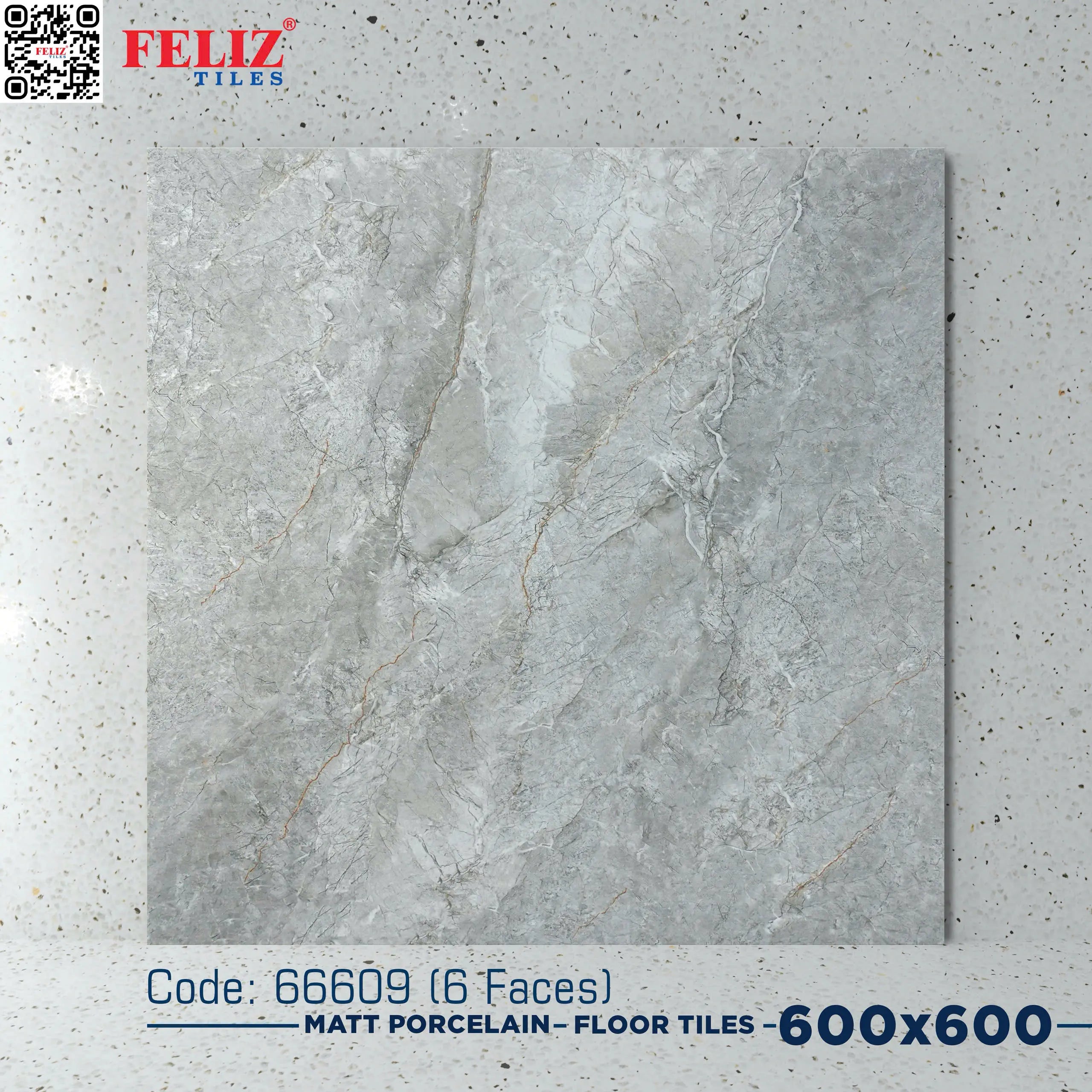 Gạch lát Việt Nam, Xương đá xám mờ, mã 66609, KT 600x600mm (4 viên/thùng/1,44m2)