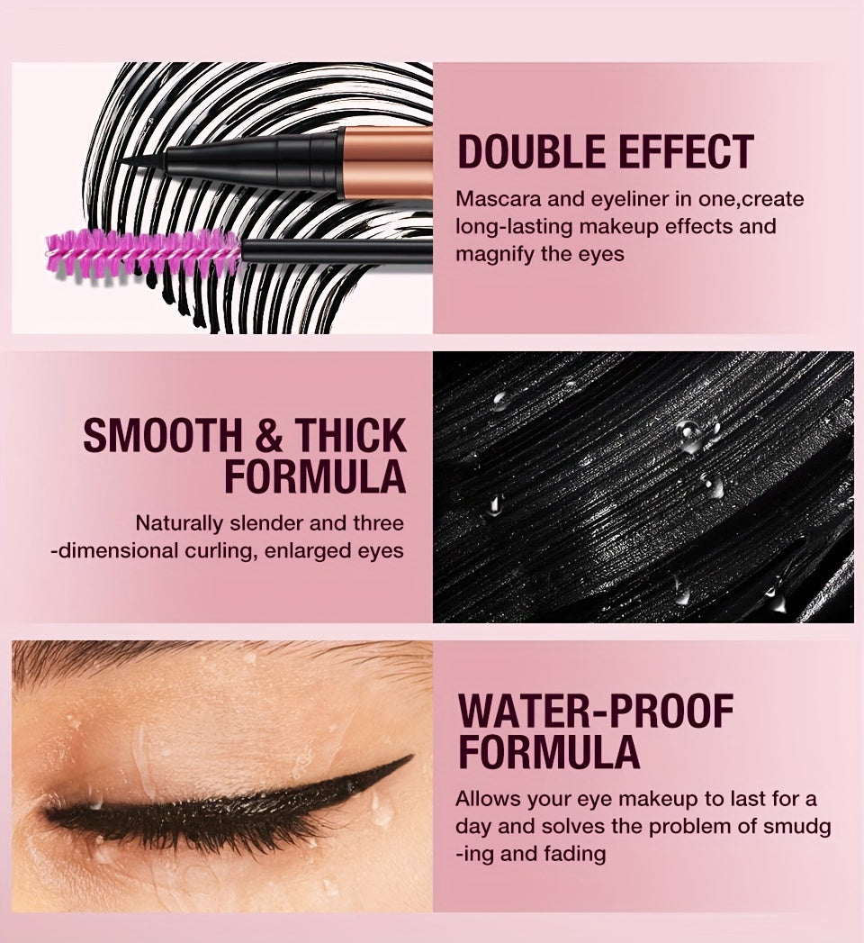 Mascara Eyeliner 2-trong-1 Chống Nước Matte Dày Cong