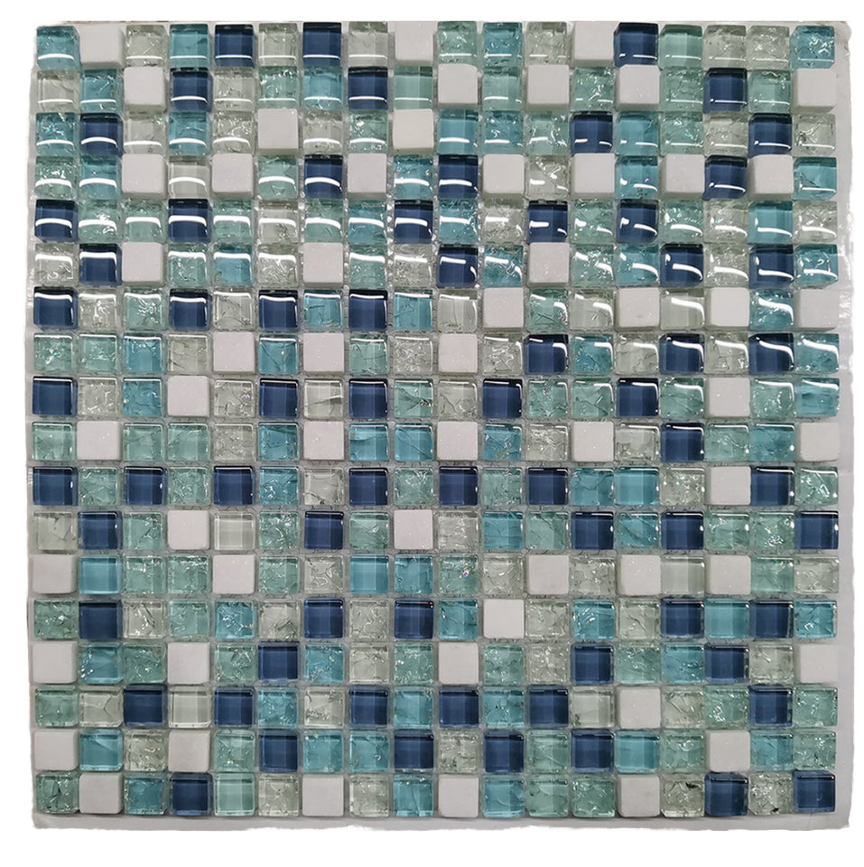Phật Sơn Sot Sale Gạch mosaic kính vuông màu xanh dương nhạt cho hồ bơi, ốp tường bếp, nền tường nhà vệ sinh