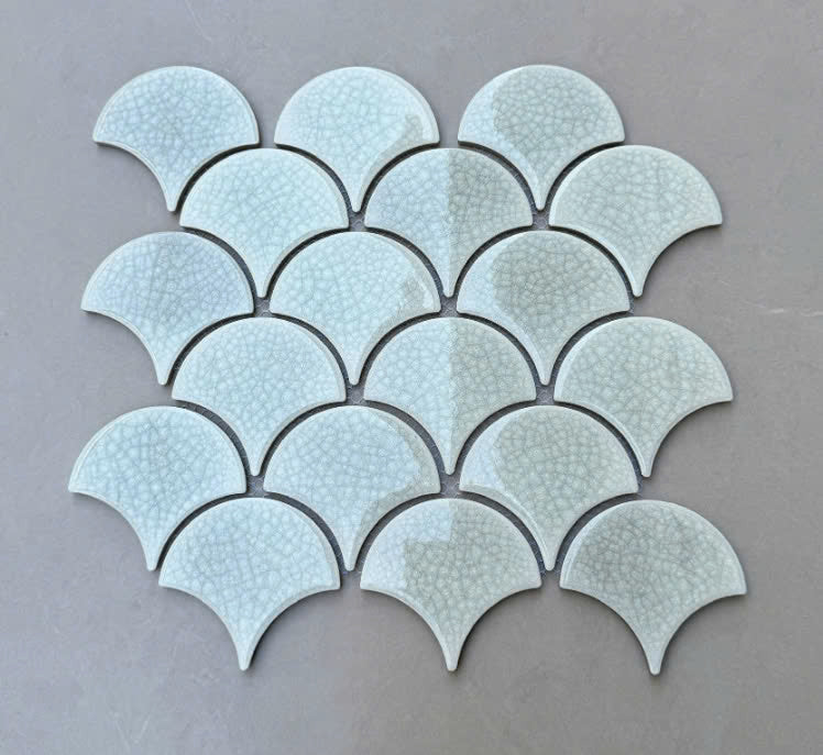 Gạch Mosaic vảy cá trắng rạn 9003 (1h/1.083m/13vi/15kg)