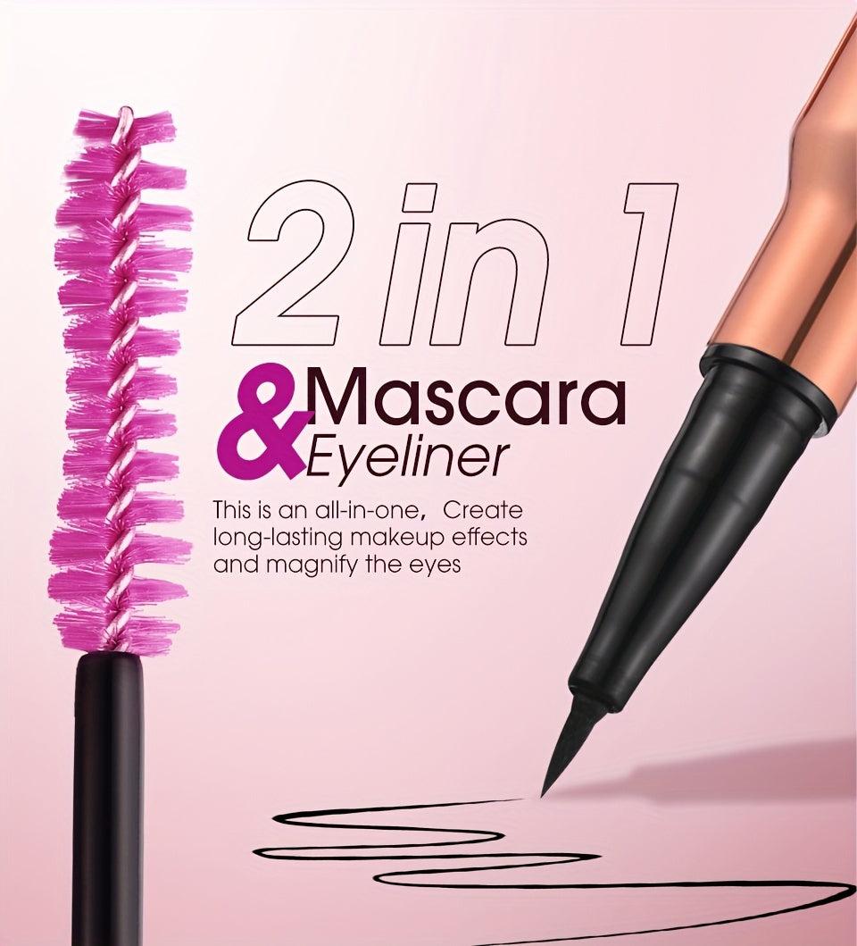 Mascara Eyeliner 2-trong-1 Chống Nước Matte Dày Cong