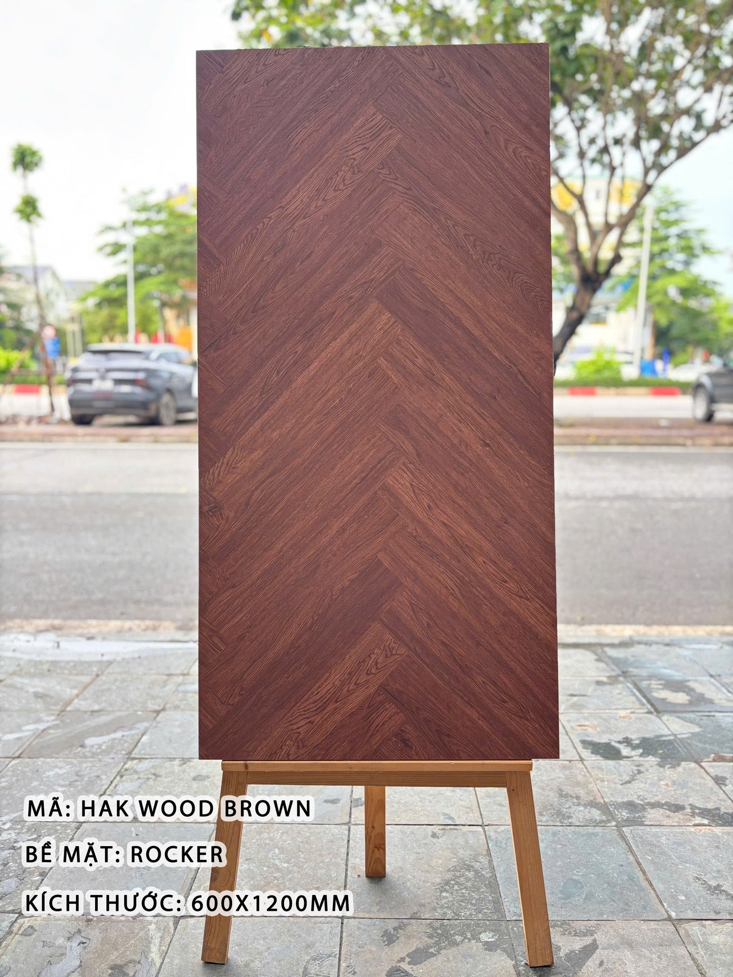 Gạch Giả Gỗ Ấn Độ DSH Men Matt Carving kt 600x1200mm Mã Hak Wood Brown