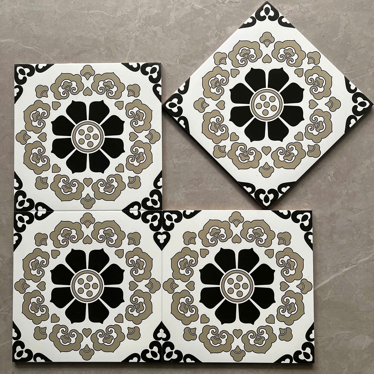 Gạch men ceramic chất lượng cao 600x1200 mm họa tiết hình học cổ điển