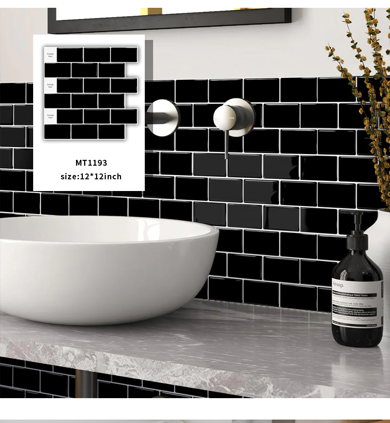 Giấy dán tường 3D JORUNNS bóc dán kiểu ốp chân tường cổ điển và gạch thẻ 12x12 inch