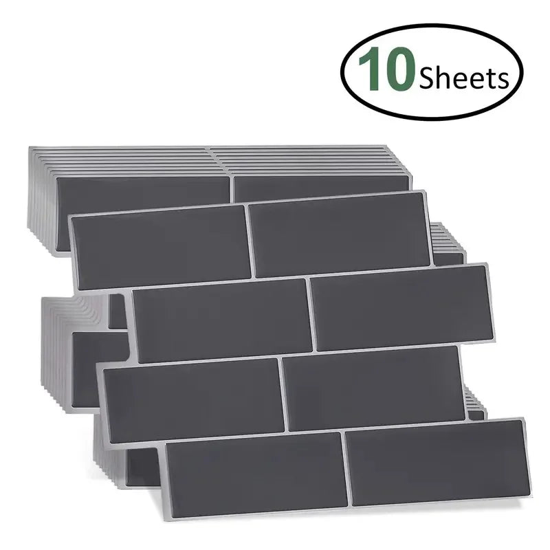 10 Pieces Premium Waterproof Wallpaper 3D Peel and Stick Subway Wall Tile Sticker for Kitchen & BathroomChildren's Room