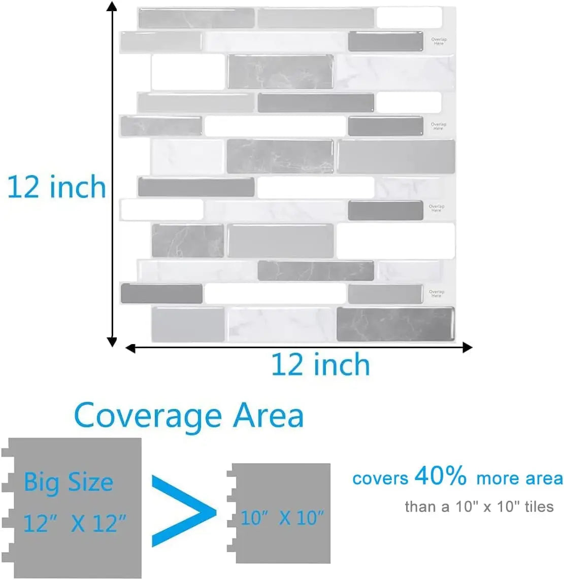 10 Sheets Kitchen & Bathroom Wall Stickers 3D Wall Tiles Peel and Stick Vinyl Wallpaper Modern Home Decor